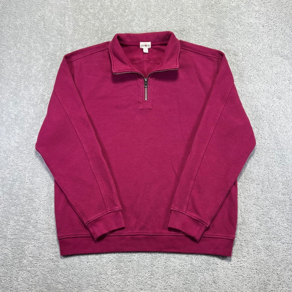 J.Crew Sweater Mens Large Pink Brushed Waffle Knit 1/4 Zip Pullover Oarsman Golf